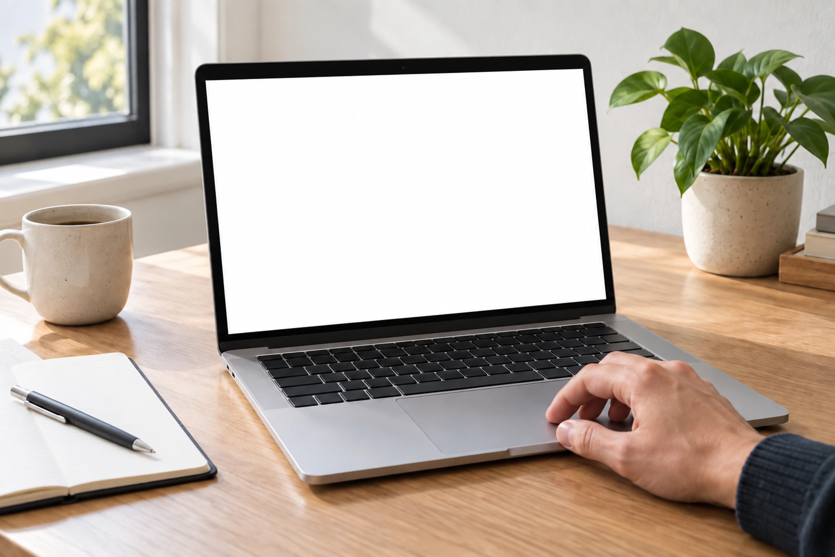 A laptop on an oak desk showing the Tax2Solutions document portal